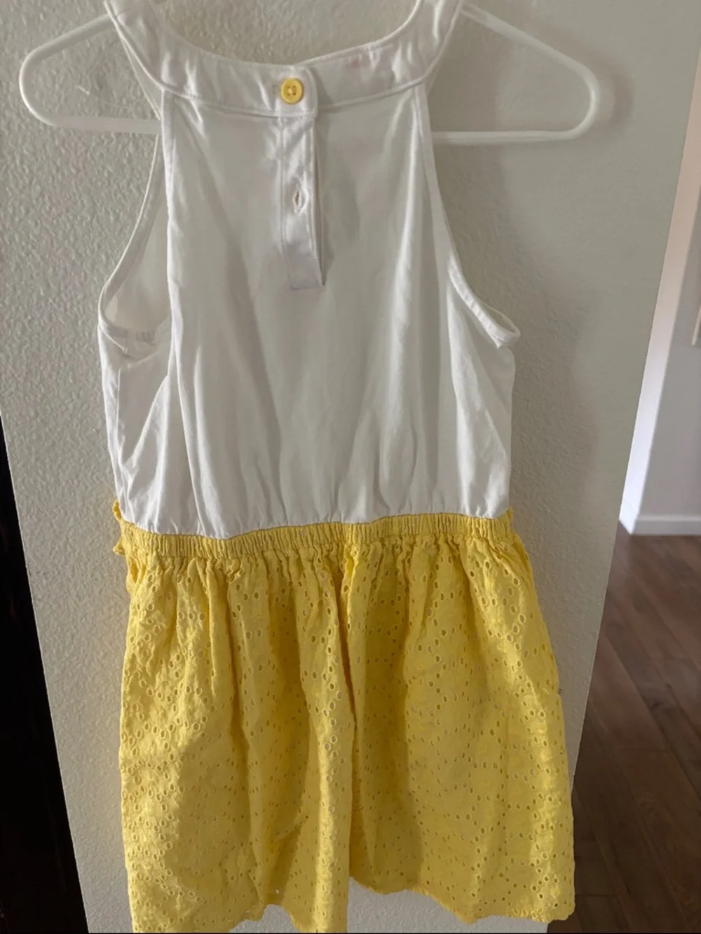 Gymboree White and Yellow Eyelet Halter Dress vintage
